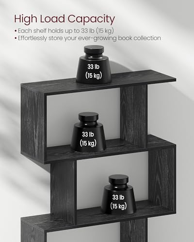 VASAGLE 5-Tier Bookcase, Open Storage, 27.6 x 9.5 x 62.6 Inches - color: Ebony Black, style: 5-Tier (27.6"W)