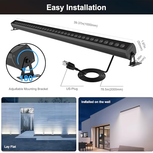 Smart LED Linear Wall Washer Light, 40 Inch Bluetooth Multi-Mount Pendant Light Versatility Hanging Fixtures, RGBCW 180W Dimmable Chandelier for Wall Washing, Adjustable Heigh - size: Standard 40" 180W