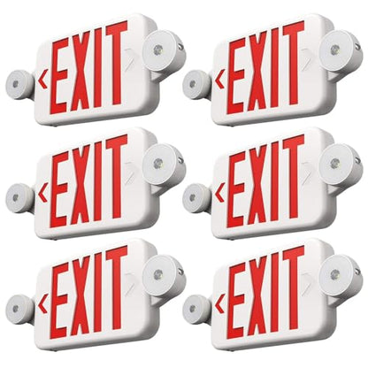 FREELICHT 6 Pack Red LED Exit Signs with Emergency Lights - color: Red
