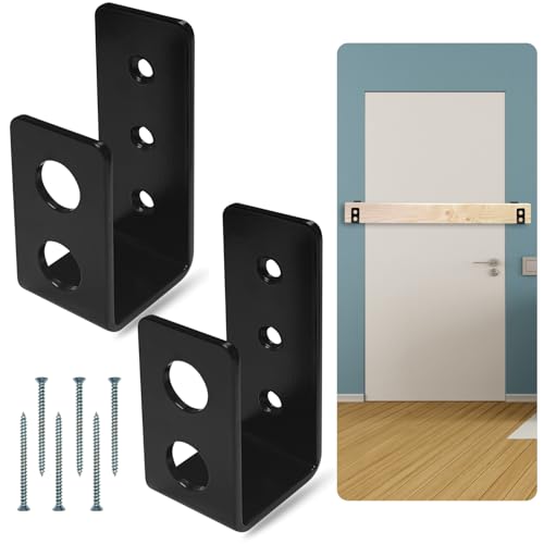 SecurityMan Heavy Duty 2x4 Door Barricade Brackets - 700lbs of Force, Door Brace Install in -(2pc) Thick 3.5mm Iron Metal U Bracket | Rust Proof - Gate Bar Holder for Indoor/Outdoor Door Security Bar - color: Black, size: 2 Pack
