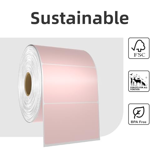 500 3x2 Thermal Labels Roll, HUOJI Pink Shipping Barcode Labels - color: Pink, size: 3x2