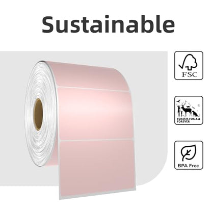 500 3x2 Thermal Labels Roll, HUOJI Pink Shipping Barcode Labels - color: Pink, size: 3x2