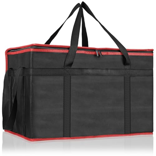 PEASUG Insulated Food Delivery Bag, XXXL Catering Bag for Keep Food Warming - color: Red-Black, size: XXX-Large