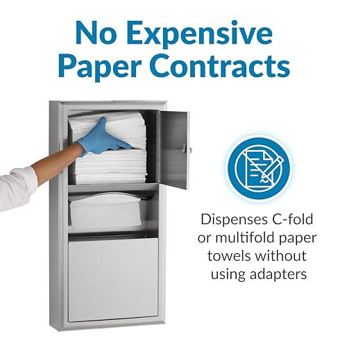 Bobrick B-3699 Paper Towel Dispenser & Waste Receptacle, Surface-Mounted