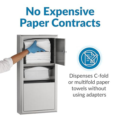 Bobrick B-3699 Paper Towel Dispenser & Waste Receptacle, Surface-Mounted