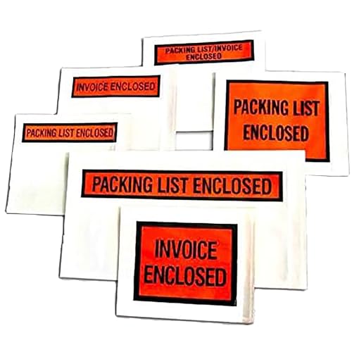 Packing List Enclosed Pouches (7" x 5.5") – Clear Adhesive Envelope Bag with Printing for Invoice Packing Slip – Label Protectors, Mailing & Shipping Supplies (500)