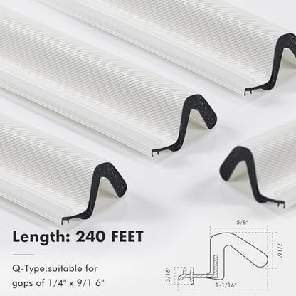 BBTO Weather Stripping Door Window Seal V-Shaped Foam Kerf,240 Feet,White - color: White, size: 240 Feet