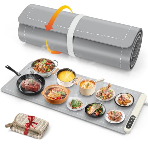 FYY Extra Large Warming Mat for Food, Rapid and Full Surface Heating Gray - color: Gray, size: XX Large Size: 36"x16"