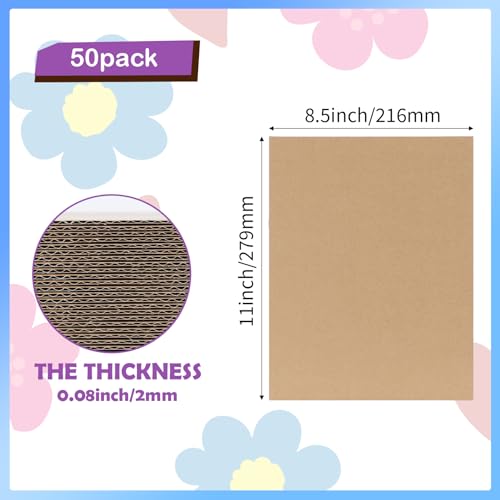 RLAVBL 50 Pack 8.5x11 Corrugated Cardboard Sheets, Flat Cardboard Inserts for Shipping, Mailing, Packing, DIY Crafts - color: Brown-50 Pack, size: 8.5x11