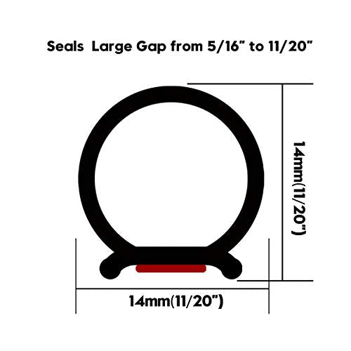 19.7 Feet Long Weather Stripping Seal Strip for Doors/Windows, Self-Adhesive Backing Seals Large Gap (from 5/16 inch to 11/20 inch) Seal Strip - color: Black, size: 11/20" (W) x 11/20" (T) x 19.7' (L)