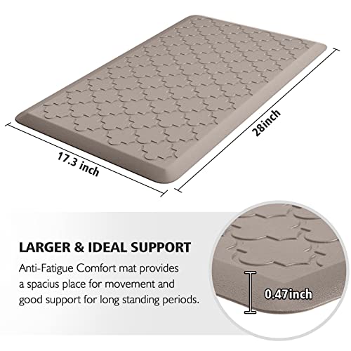 WISELIFE Kitchen Mat, Cushioned Anti Fatigue Floor Mat, 17.3"x28" Khaki - color: Khaki, size: 1'5" x 2'4" (Rectangular)