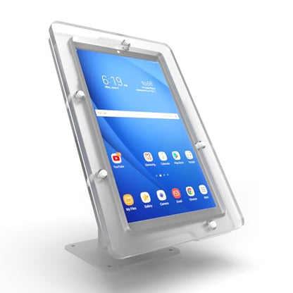 Anti-Theft Acrylic Case for Lenovo TAB Tablet with 360 Rotate 180 Swivel Metal Desktop Stand & 90-Degree USB C Cable (Clear, M10 Plus Gen 3) - color: Clear, size: M10 Plus Gen 3