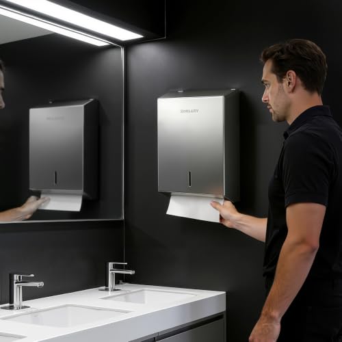 Gorlary Commercial Paper Towel Dispenser Wall Mount, Silver - color: Silver, size: 500 Sheets – Without lock