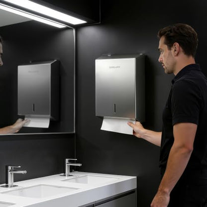 Gorlary Commercial Paper Towel Dispenser Wall Mount, Silver - color: Silver, size: 500 Sheets – Without lock