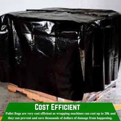 Farm Plastic Supply - Black Pallet Covers - 3 Mil - (55" x 53" x 75") - Heavy Duty Construction Grade Strength Pallet Bags, Pallet Covers, Polyethylene Pallet Bags, and Pallet Storage (50 Pack)