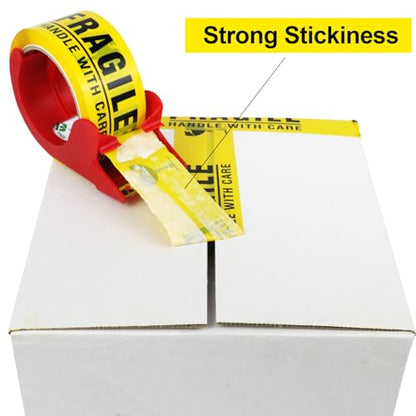 BOMEI PACK 2Pack Fragile Tape 2 Inch x 60 Yards, Fragiles Tape for Shipping with Dispenser, Heavy Duty Marking Tape for Moving Box