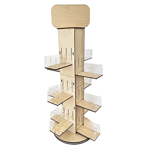 4-Sided Rotating Display Stand - Stationary, Greeting Cards, Stickers, Postcards, Coasters, Napkins - Heavy-Duty, Smooth Rotation, Easy to Assemble, Craft Shows, Trade Shows, Farmers Markets (Natural) - color: Natural