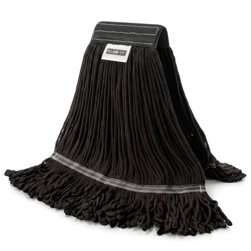 1 Pack 20.5 oz Cotton String Mop Head, Heavy Duty Red Replacement Mop Refill, Machine Washable for Commercial Industrial Floor Cleaning (Black) - color: Black, size: 1 Pack