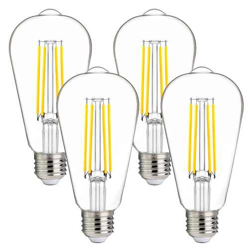 FLSNT 100W Equivalent LED Edison Bulbs, ST19/ST58 Dimmable LED Light Bulbs for Kitchen, Dining Room, High Brightness with 1000LM, 5000K Daylight, 8W, E26 Base, 4 Pack - color: 100w 5000k Dayghlit, size: 4 Count (Pack of 1)