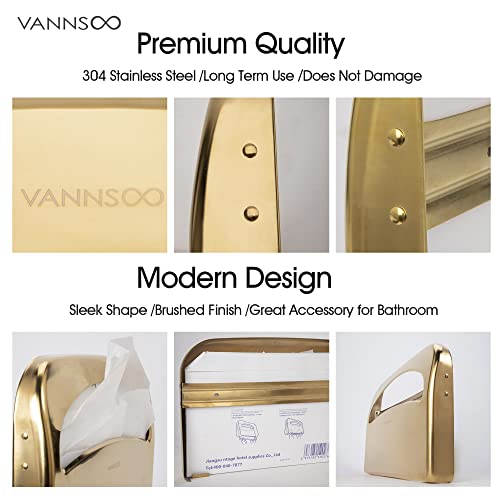 Toilet Seat Cover Dispenser - Stainless Steel Wall Mount (Gold) - color: Gold