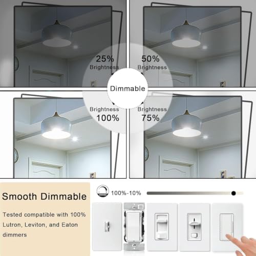 5 Inch Edison Bulb, 5000K Daylight White E26 Led Bulb 6W Dimmable, 800LM T10 T9 Bulb Clear Glass Tubular Light Bulbs, AC 120V Equal 80 Watt Bulbs for Chandelier Pendant Wall Light - 9Pack - size: 5 Inch 6W (9 Count)