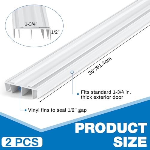 Pangda 2 Pcs Under Door Seal Door Bottom Seal 36" Long 1 3/4" Wide, White - color: White