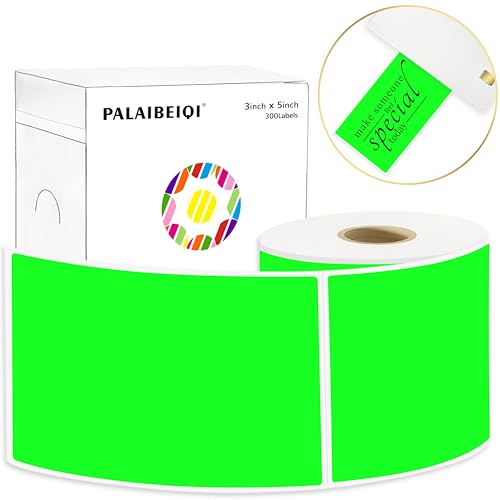 3x5 Inch Thermal Labels,Rectangle Sticker,300PCS Water Proof Shipping Labels with Strong Adhesive,Compatible with Zebra & Rollo,for Moving Boxes,Inventory,Fluorescent Green - color: Fluorescent Green