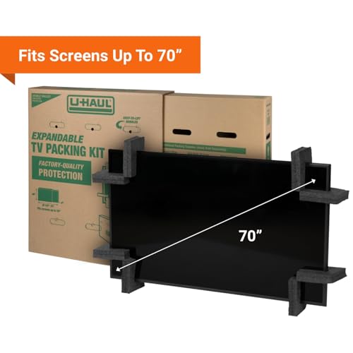 U-Haul Heavy-Duty Expandable TV Moving Box Adjustable Fit for Flat-Screen TVs (32"70") Double-Wall Cardboard Includes 1 Box with 4 Foam Protection Pieces