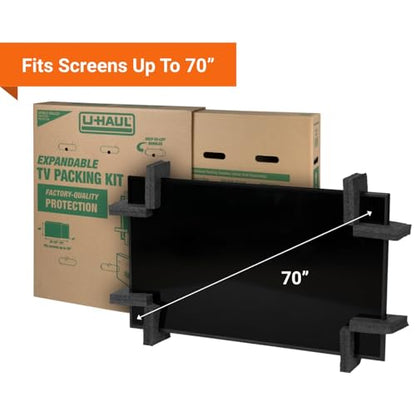 U-Haul Heavy-Duty Expandable TV Moving Box Adjustable Fit for Flat-Screen TVs (32"70") Double-Wall Cardboard Includes 1 Box with 4 Foam Protection Pieces