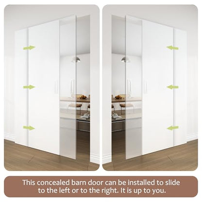 JUBEST 36"x84" Flush Concealed Barn Door with Soft Close Hardware Kit - size: 36"x84"