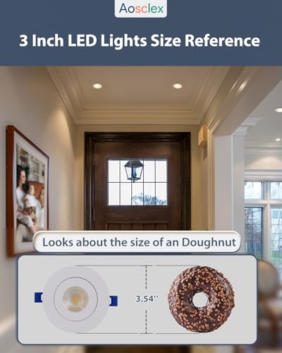 Aosclex 1 Pack 3 Inch Adjustable Gimbal 5CCT Recessed LED Light 7W 800LM - color: White-3inch, size: 1 Pack