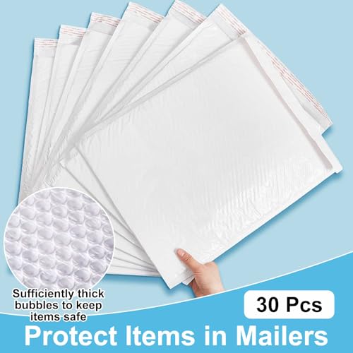 Henoyso 30 Pcs Bubble Poly Mailers Padded Envelopes,White,12 X 16 Inches - color: White, size: 12 x 16 Inches