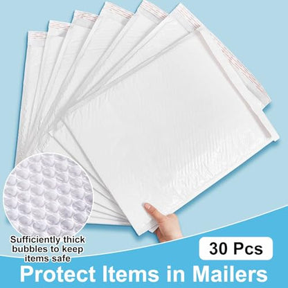 Henoyso 30 Pcs Bubble Poly Mailers Padded Envelopes,White,12 X 16 Inches - color: White, size: 12 x 16 Inches