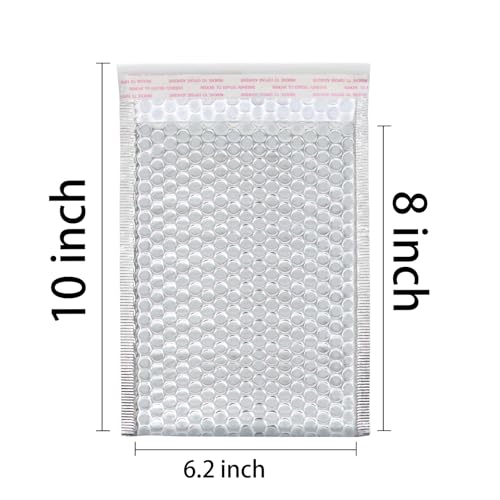 60 Pack 7.8 x 6.2 Inch Metallic Bubble Mailers, Silver Padded Mailing Envelopes, Foil Self Seal Padded Envelopes for mailing, packing - color: Silver, size: 60 Pack 7.8 x 6.2 Inch