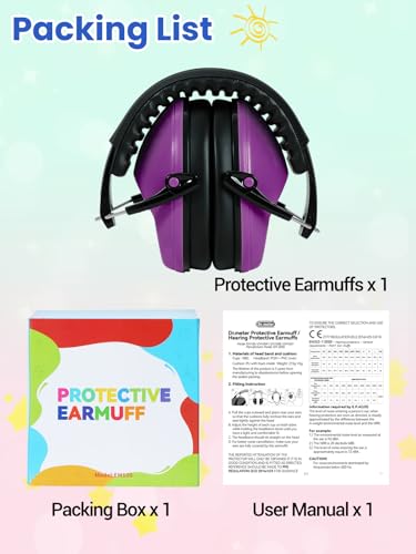 Dr.meter Ear Muffs for Noise Reduction, Kids Ear Protection Earmuffs Purple - color: Crimson Purple