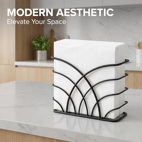 Napkin Holder for Table, Black Iron Upright Paper Dispenser - color: P - Luncheon Napkin Holder - Black, size: Luncheon Napkin Holder