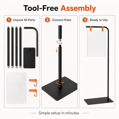 Floor Standing Poster Stand with Acrylic Sign Holder for Retail Displays - color: Black