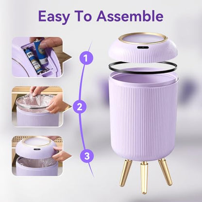 Procade Automatic Trash Can Bathroom,Auto Small Purple Garbage Can with Lid - color: Purple