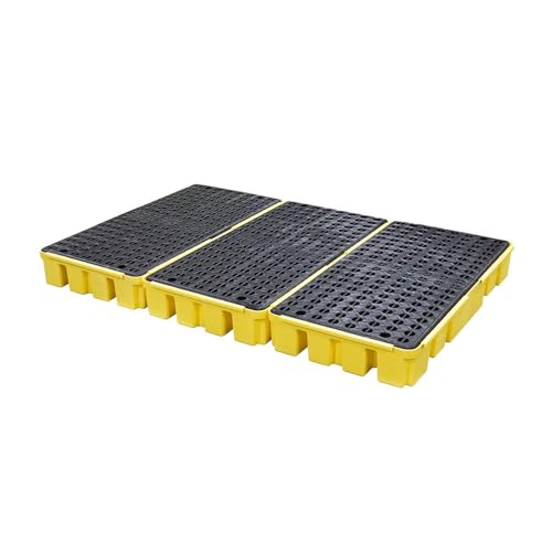 ENPAC 6 Drum Spill Containment Pallet, U-Connect Linking Modular Workstation, 72"x49"x6.5", 12000 lbs. Distributed Load Capacity, 76.5-Gallon Spill Capacity, EPA/OSHA Compliant, Made in USA - color: Yellow, size: 6 Drum