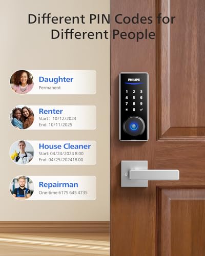 Philips Smart Deadbolt Lock with 2 Lever Handle, Keypad Front Door Lock Set - color: Nickel, style: Smart Lock Set