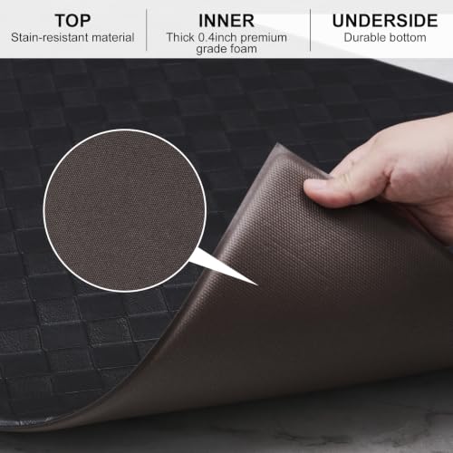 Kitchen Mats and Rugs Cushioned Anti-Fatigue, 23.6" x 86.6", Black - color: Black, size: 86.6"L x 23.6"W x 0.4"Th