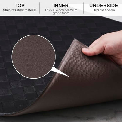 Kitchen Mats and Rugs Cushioned Anti-Fatigue, 23.6" x 86.6", Black - color: Black, size: 86.6"L x 23.6"W x 0.4"Th