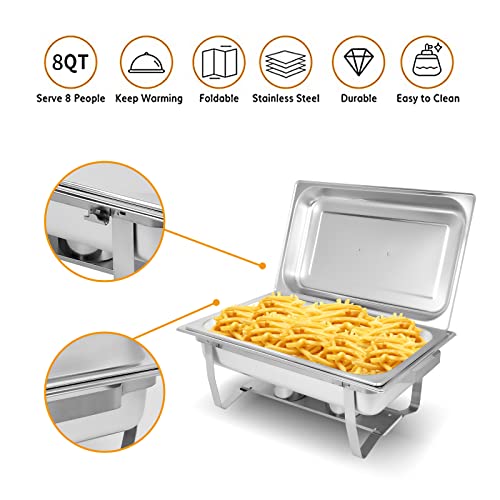 Chafing Dish Buffet Set[4 Pack] 8QT Stainless Steel Buffet Chafers,Catering Food Warmers Set with 6 Trays - size: Model 4