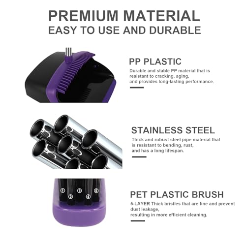 Purple Broom and Dustpan Combo Set, 55" Long Handle Broom - color: Purple, size: Large