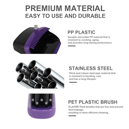 Purple Broom and Dustpan Combo Set, 55" Long Handle Broom - color: Purple, size: Large