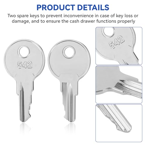 Cash Drawer Key VPK-8K-542, Cash Register Key Replacement for APG’s Vasario Series Cash Drawers 542 Code Locks, 2 Pack