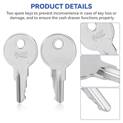 Cash Drawer Key VPK-8K-542, Cash Register Key Replacement for APG’s Vasario Series Cash Drawers 542 Code Locks, 2 Pack
