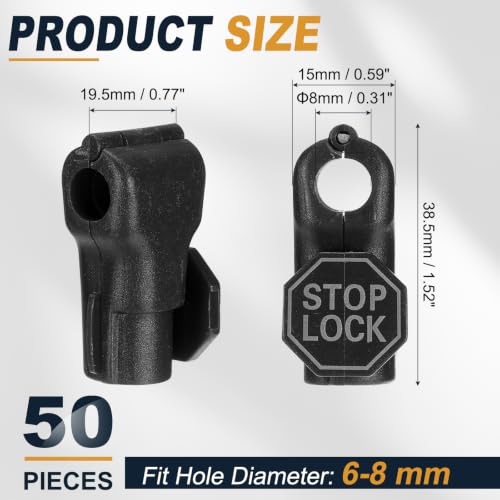 uxcell Pegboard Hook Stop Locks, 8mm Black Display Hook Locks 50Pcs - color: Black, size: 8mm