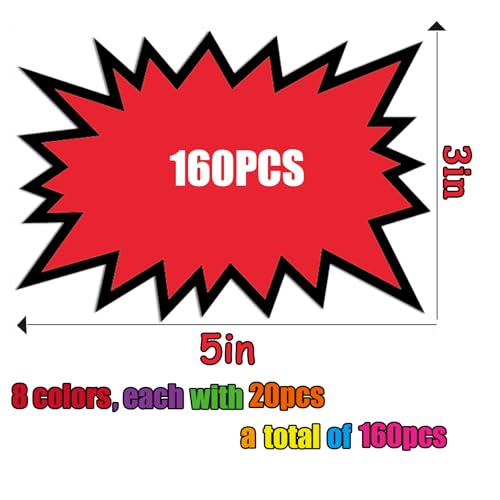 3x5in Fluorescent Starburst Signs 160 Pcs Retail Garage Sale Price Tags - color: 3x5in 160pcs