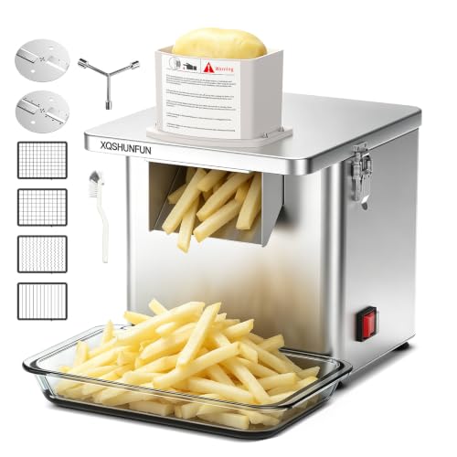 Commercial Electric Vegetable Chopper Dicer Slicer, 300W Food Prep Machine with 4.5" x 3.3" Extra-Large Chute, Stainless Steel Veggie Cutter for Dicing, Slicing, Shredding & Fry Cutting